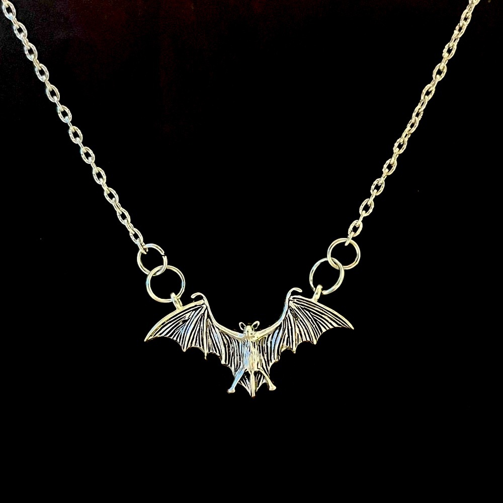 Hand Crafted Silver Bat Pendant Necklace